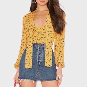 REVOLVE PRIVACY PLEASE LUCIA CHOKER YELLOW FLORAL TOP